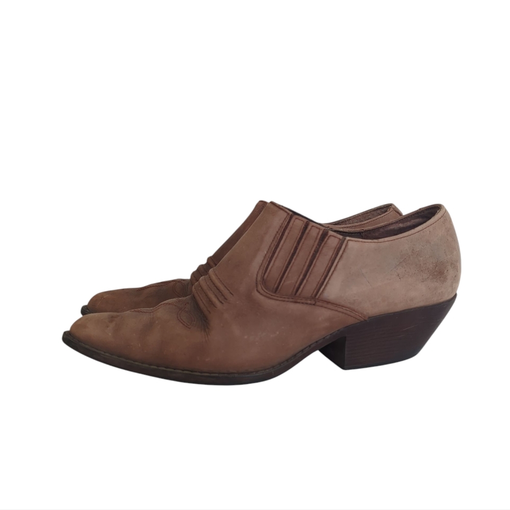 Vintage Maine Woods Dude Leather Tooling Cowgirl Western Ankle Shooties 9M Brown - Picture 2 of 16